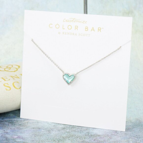 Kendra Scott Ari Heart Light Blue Illusion necklace Silver Tone March - Picture 2 of 6